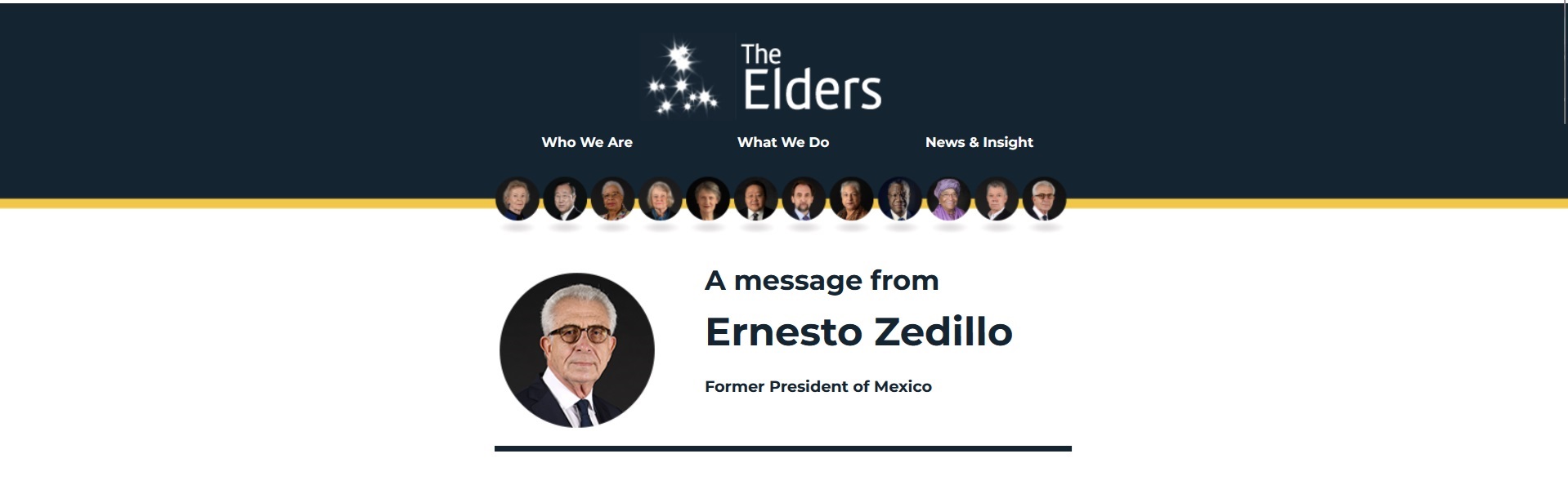 A message from The Elders – Ernesto Zedillo
